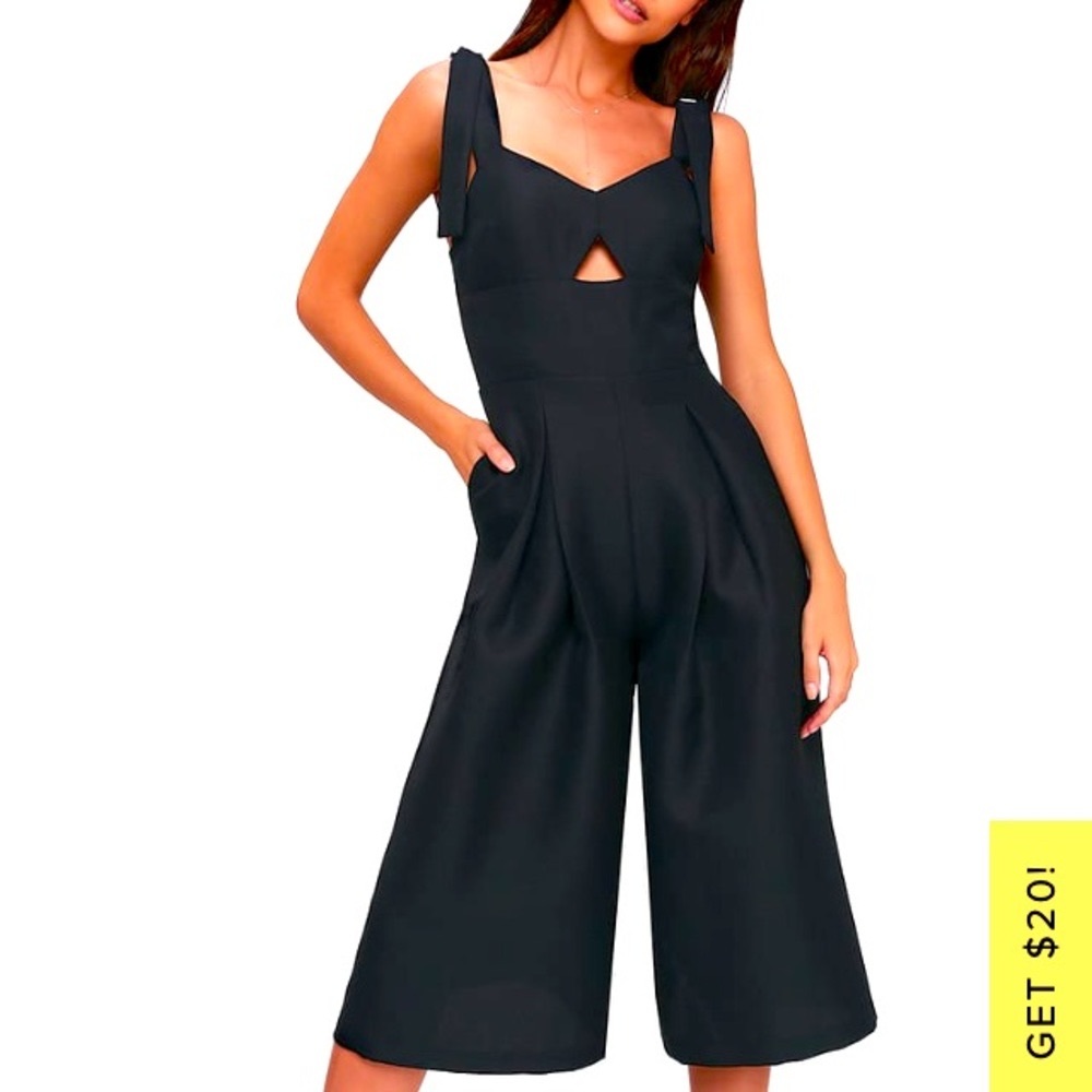 Alton black wide leg jumpstart with pockets